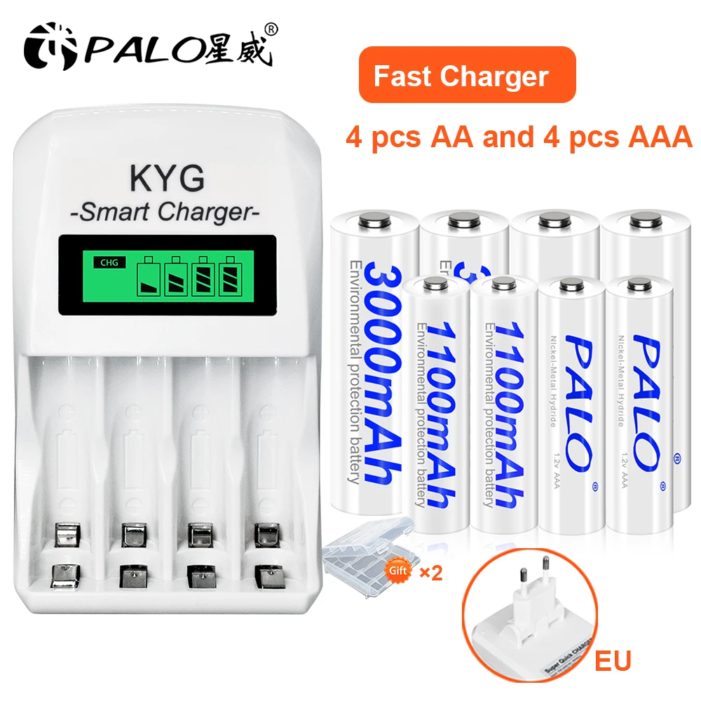 Аккумуляторные батареи PALO 3000 мАч 1,2 в AA Ni-MH + 1100 мАч 1,2 в AAA аккумуляторные батареи AAA для фонарика, камеры, игрушки
Аккумуляторные батареи PALO 3000 мАч 1,2 в AA Ni-MH + 1100 мАч 1,2 в AAA аккумуляторные батареи AAA для фонарика, камеры, игрушки