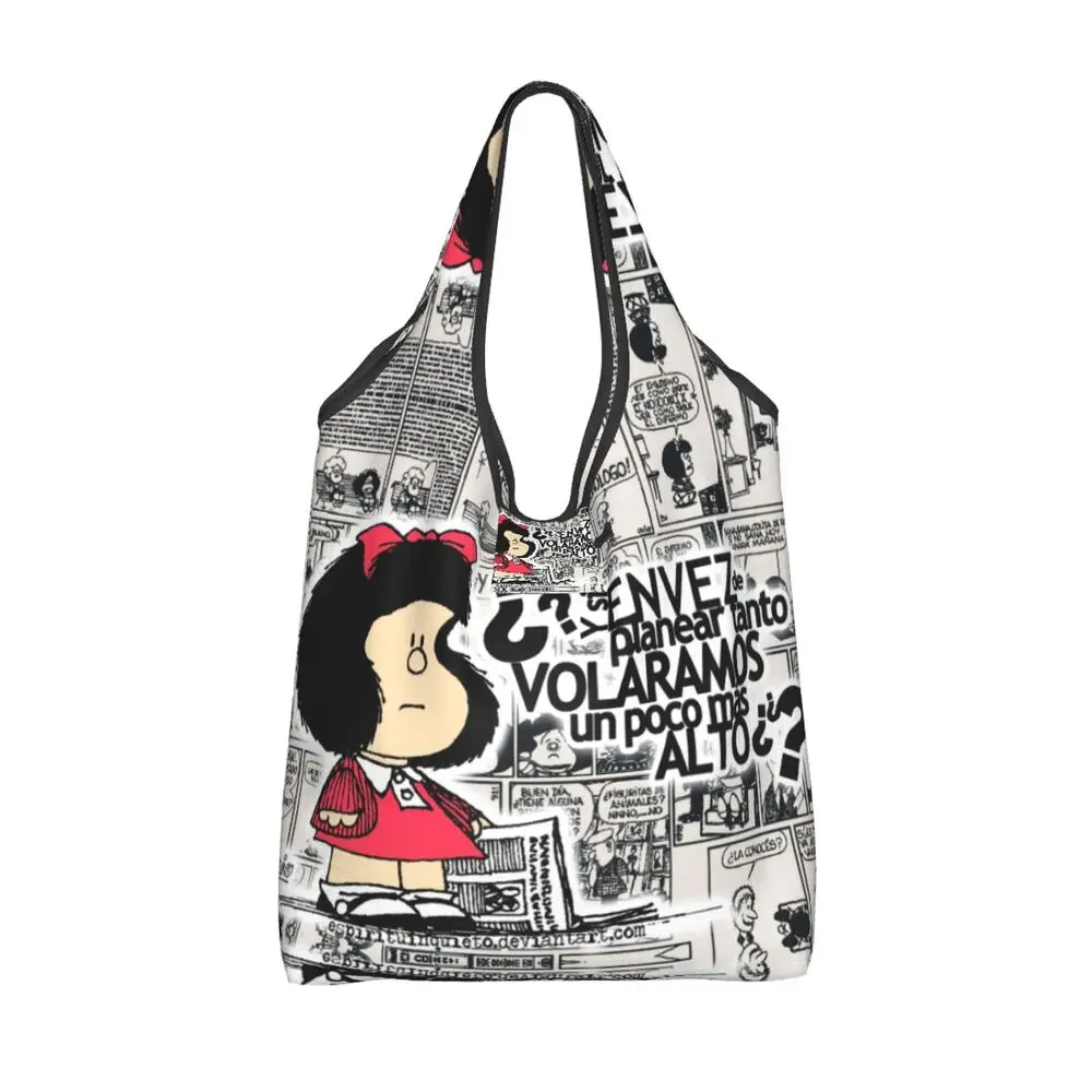 Custom Vintage Mafalda Manga Grocery Shopping Bag 138 S54c35659b94e4752985a5e132068d1f1W