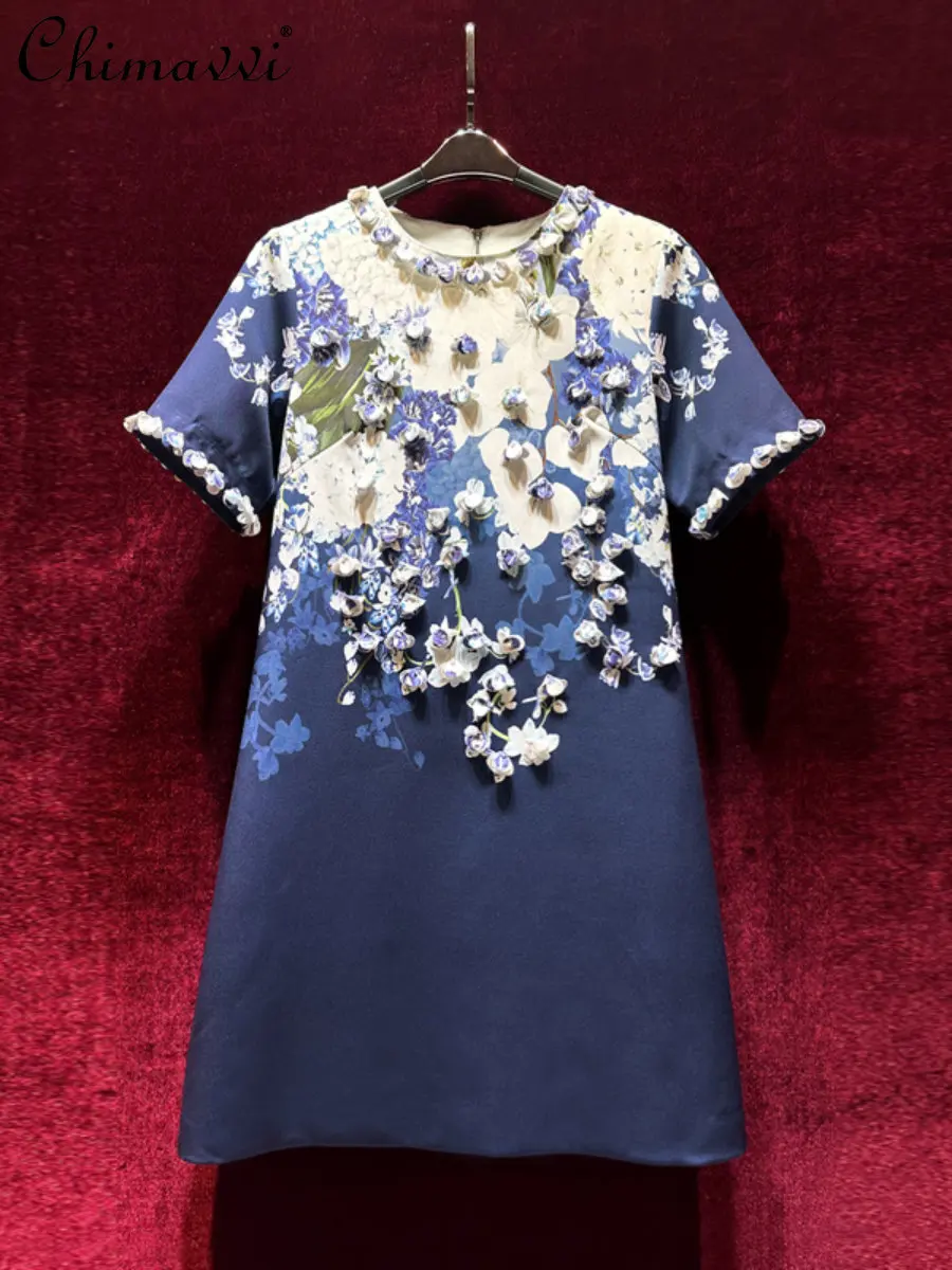 Fashion Retro Printed Slim Short Dress Elegant Round Neck Short Sleeve Dress High-end Light Luxury Ladies Summer Dress 2023 New
Fashion Retro Printed Slim Short Dress Elegant Round Neck Short Sleeve Dress High-end Light Luxury Ladies Summer Dress 2023 New