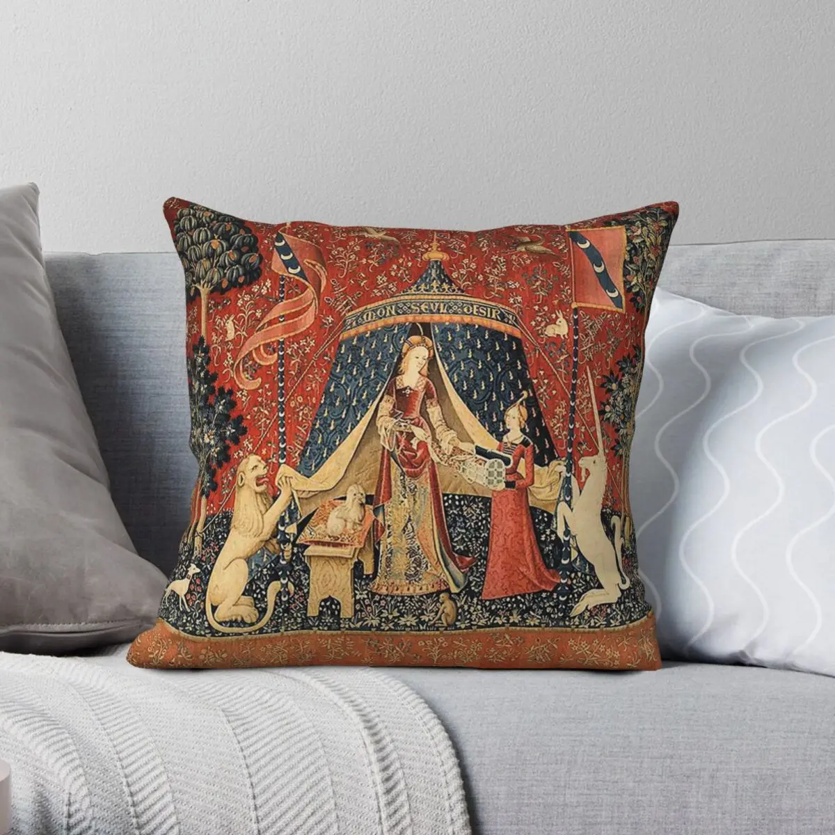 The Lady And The Unicorn Square Pillowcase Polyester Linen Velvet Printed Zip Decorative Bed Cushion Cover
The Lady And The Unicorn Square Pillowcase Polyester Linen Velvet Printed Zip Decorative Bed Cushion Cover