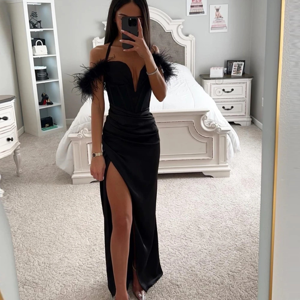 Qcenkern Off Shoulder Feathers Evening Formal Saudi Arabia High Split Elegant Party Dresses Gowns Women Robes de Soirée 2023
Qcenkern Off Shoulder Feathers Evening Formal Saudi Arabia High Split Elegant Party Dresses Gowns Women Robes de Soirée 2023