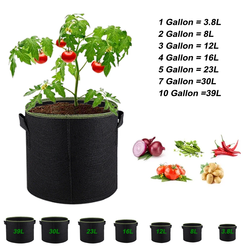 

1/2/3/4/5/7/10 Gallon Grow Bags Felt Plant Grow Pot Potato Tomato Planting Bag Garden Vegetables Plant Bags Fabric Flower Pots