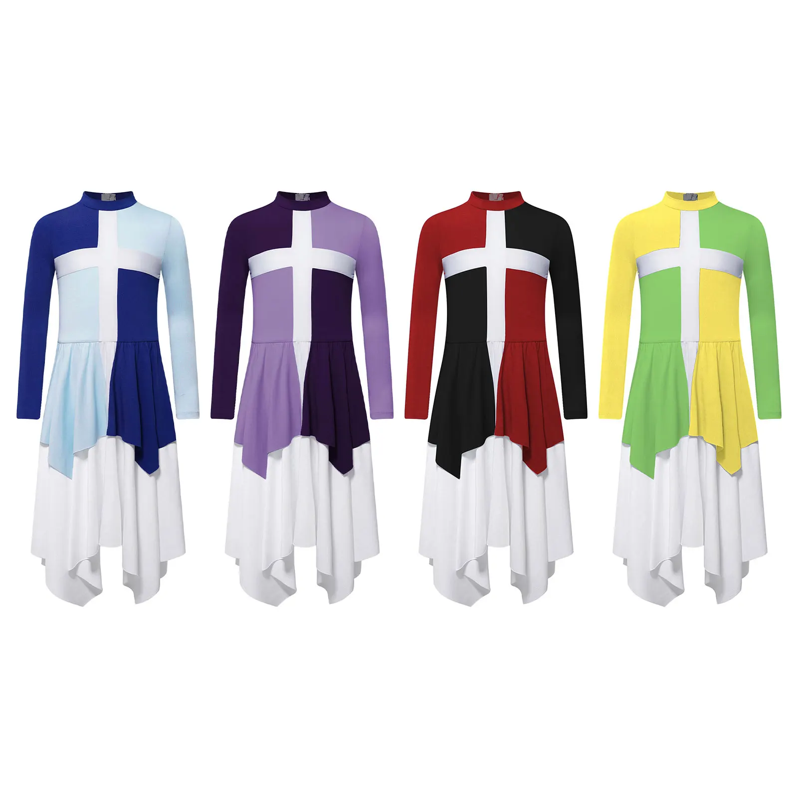 TiaoBug Kids Girls Lyrical Color Block Dance Dress Choir Performance Costume Mock Neck Long Sleeve Irregular Hem Dresses
TiaoBug Kids Girls Lyrical Color Block Dance Dress Choir Performance Costume Mock Neck Long Sleeve Irregular Hem Dresses
