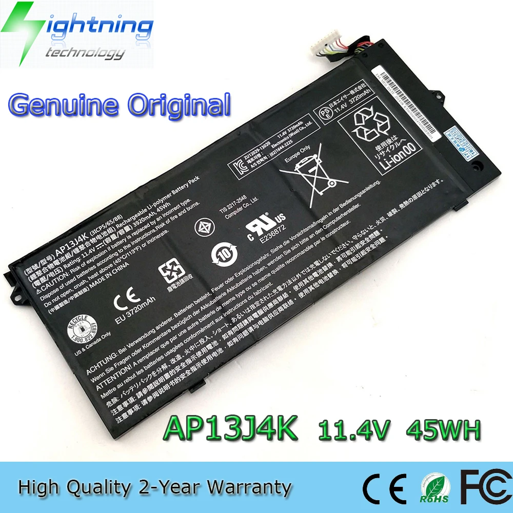 New Genuine Original AP13J4K 11.4V 45Wh Laptop Battery for Acer Chromebook C720 C720P C740 C720-2844 AP13J3K
New Genuine Original AP13J4K 11.4V 45Wh Laptop Battery for Acer Chromebook C720 C720P C740 C720-2844 AP13J3K