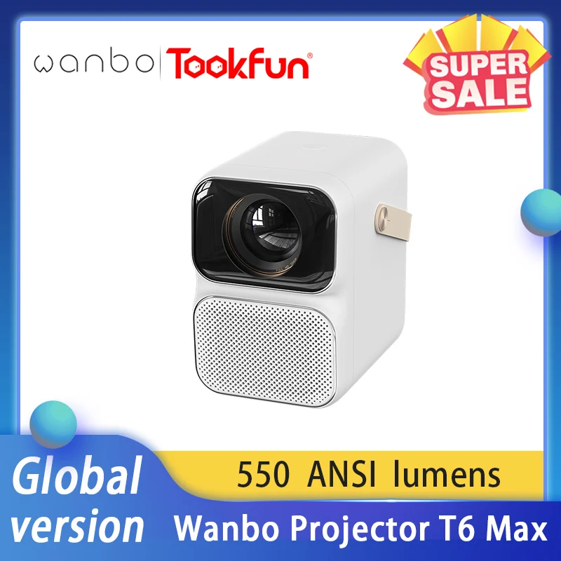 

Global Version Wanbo Projector T6 Max Android 9.0 Netflix Smart TV LED 550 ANSI Auto Focus Keystone Correction 4K Home Theater