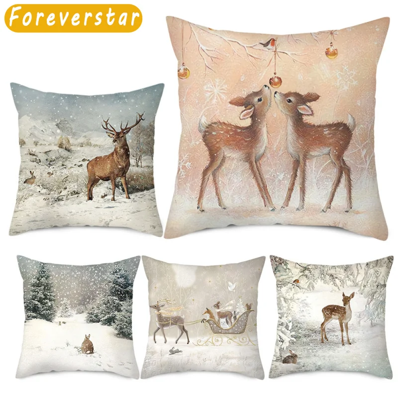 Merry Christmas Pillowcase Xmas Deer Snow Forest Picture Cushion Cover For Home Sofa Decor Short Plush Pillow Case Funda Cojín
Merry Christmas Pillowcase Xmas Deer Snow Forest Picture Cushion Cover For Home Sofa Decor Short Plush Pillow Case Funda Cojín