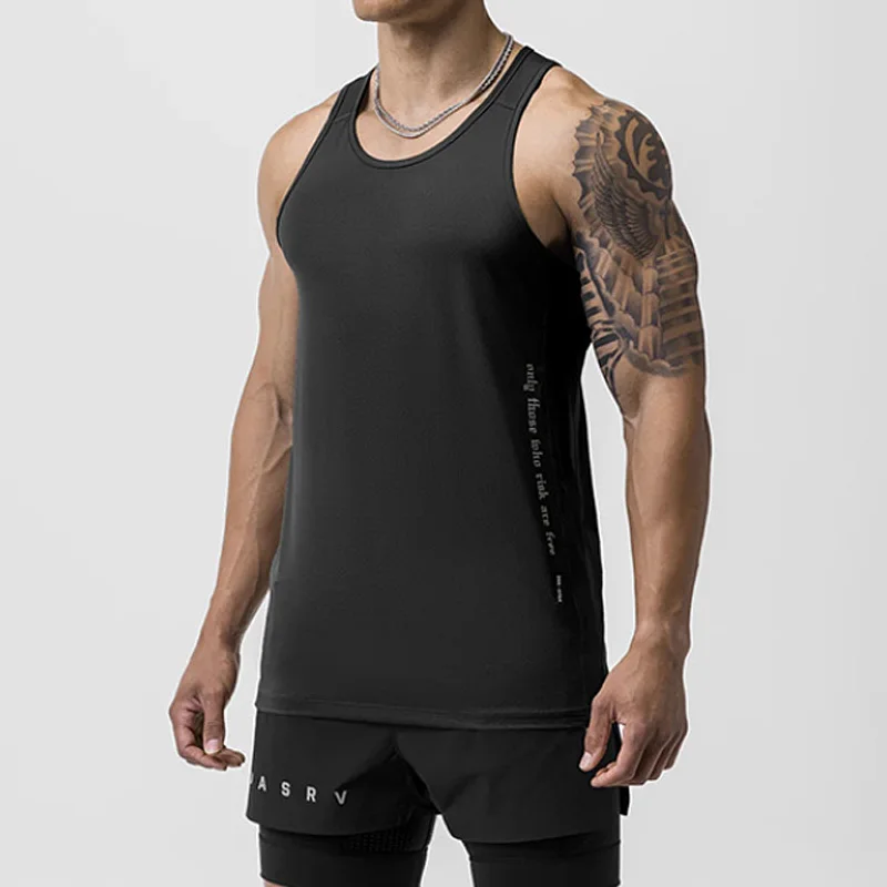 

Summer Mens Fitness Vest Stringer Man Fashion Brand Sport Sleeveless Shirt Singlets Gym Bodybuilding Clothing Quick Dry Tank Top