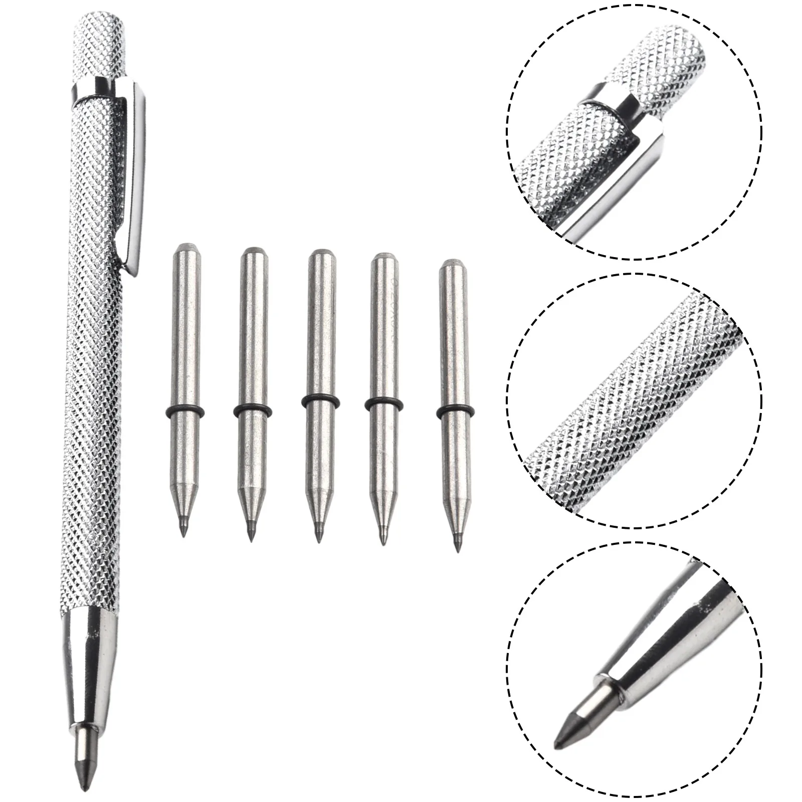 Diamond Scribing Pen With 5pcs Carbide Tips Scriber Engraving Pen For Ceramics Glass Shell Metal Construction Marking Tools
Diamond Scribing Pen With 5pcs Carbide Tips Scriber Engraving Pen For Ceramics Glass Shell Metal Construction Marking Tools