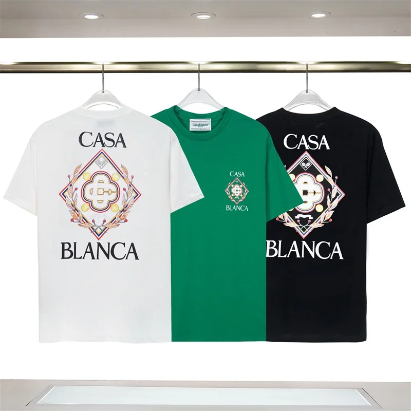 

2024ss футболки для теннисного клуба в стиле оверсайз «Касабланка» для мужчин и женщин, высококачественные черные футболки с принтом логотипа 1:1