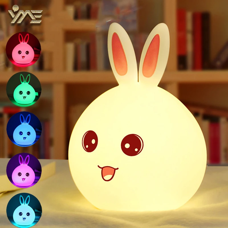 

Touch Rabbit LED Night Light Cartoon Bunny Night Lamp Baby Kids Room Bedside Lamp Christmas Gift Home Bedroom Decor NightLight