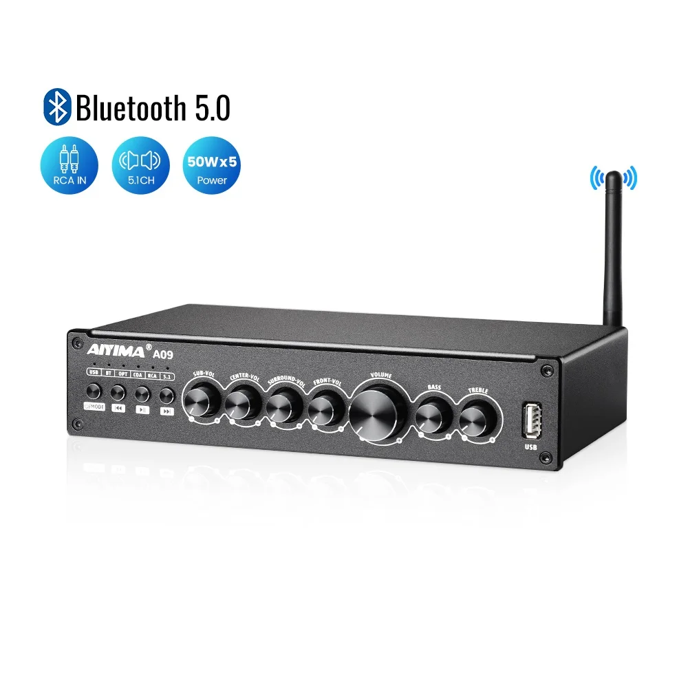 AIYIMA A09 HiFi 5.1 Surround Amplificador Bluetooth 5.0 TPA3116 Power Amplifier Subwoofer Amplificador Home Theater Amp 50Wx6
AIYIMA A09 HiFi 5.1 Surround Amplificador Bluetooth 5.0 TPA3116 Power Amplifier Subwoofer Amplificador Home Theater Amp 50Wx6