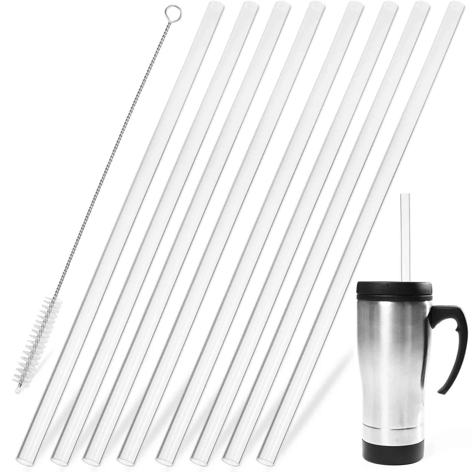 

Straw Straws Reusable Tumbler Water Bottle Jugs Silicone Drinking Long with Brush Rubber