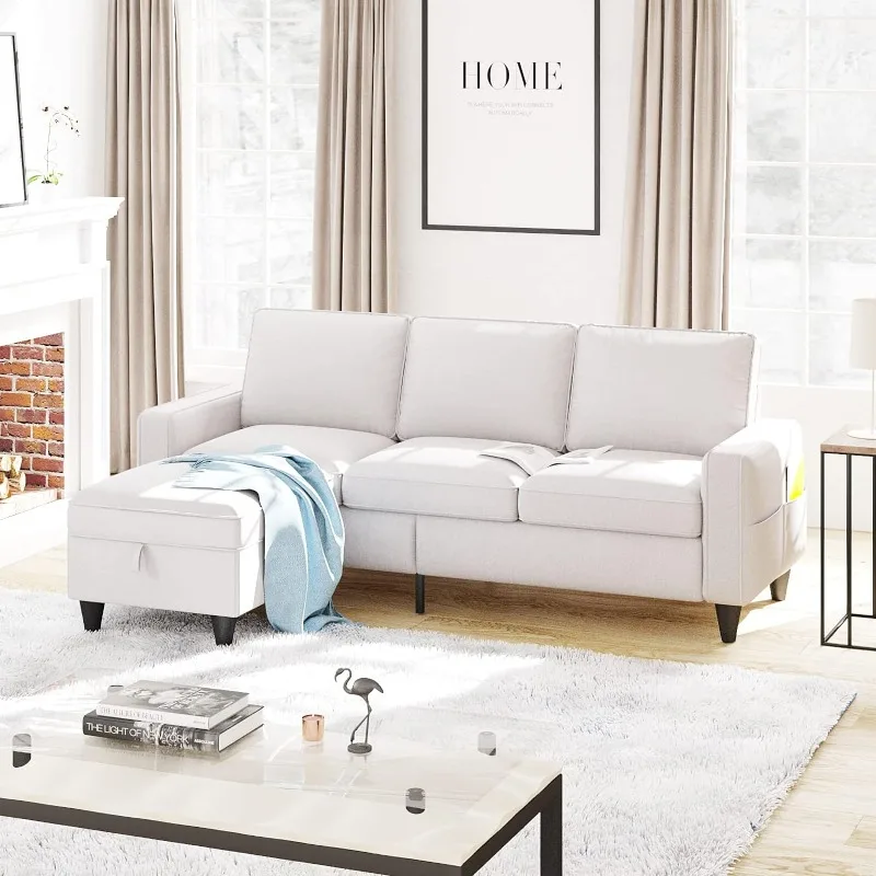 Convertible Sectional Sofa Couch L-Shaped Couch with Storage Ottoman, Beige Couches for Living Room, 3-Seat Sectional Sofas
Convertible Sectional Sofa Couch L-Shaped Couch with Storage Ottoman, Beige Couches for Living Room, 3-Seat Sectional Sofas