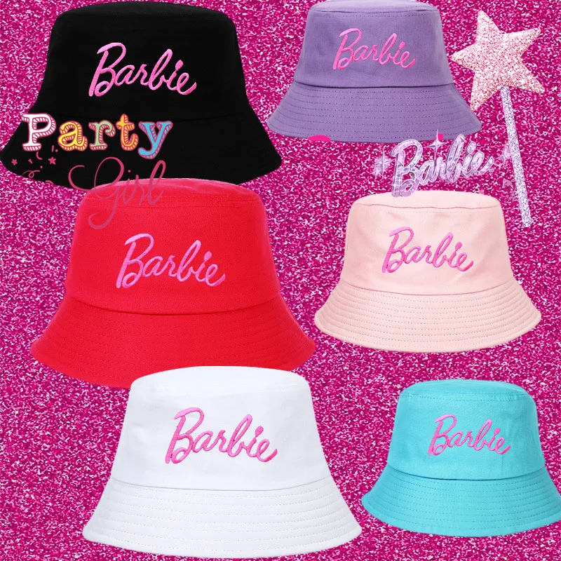 

Barbie Fisherman's Hat Kawaii Spring Cartoon Decoration Colorful Stylish Trendy Lovely Embroidery Fishing Cap Girls Gift Cute