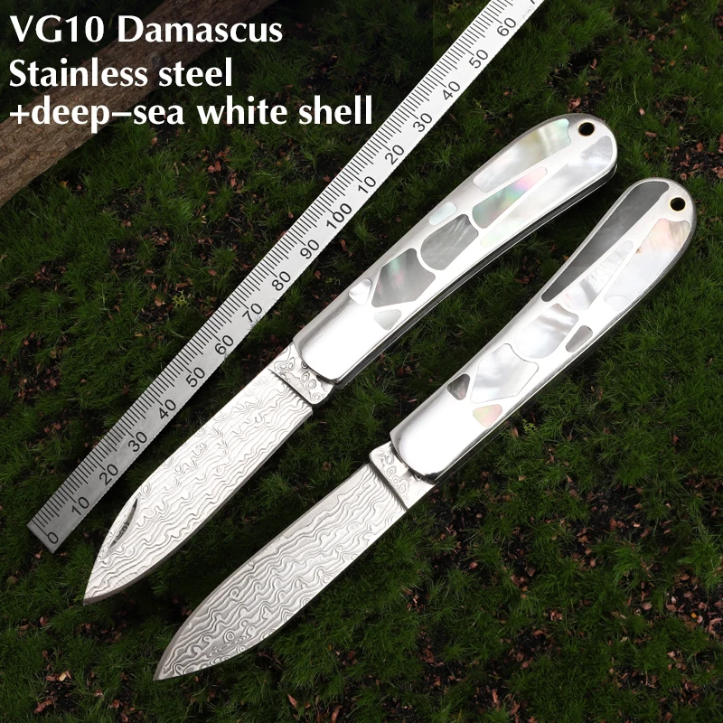 

VG10 Damascus Steel Pocket small folding knife Outdoor hunting camping self-defense multi-functional tactical knife EDC tool