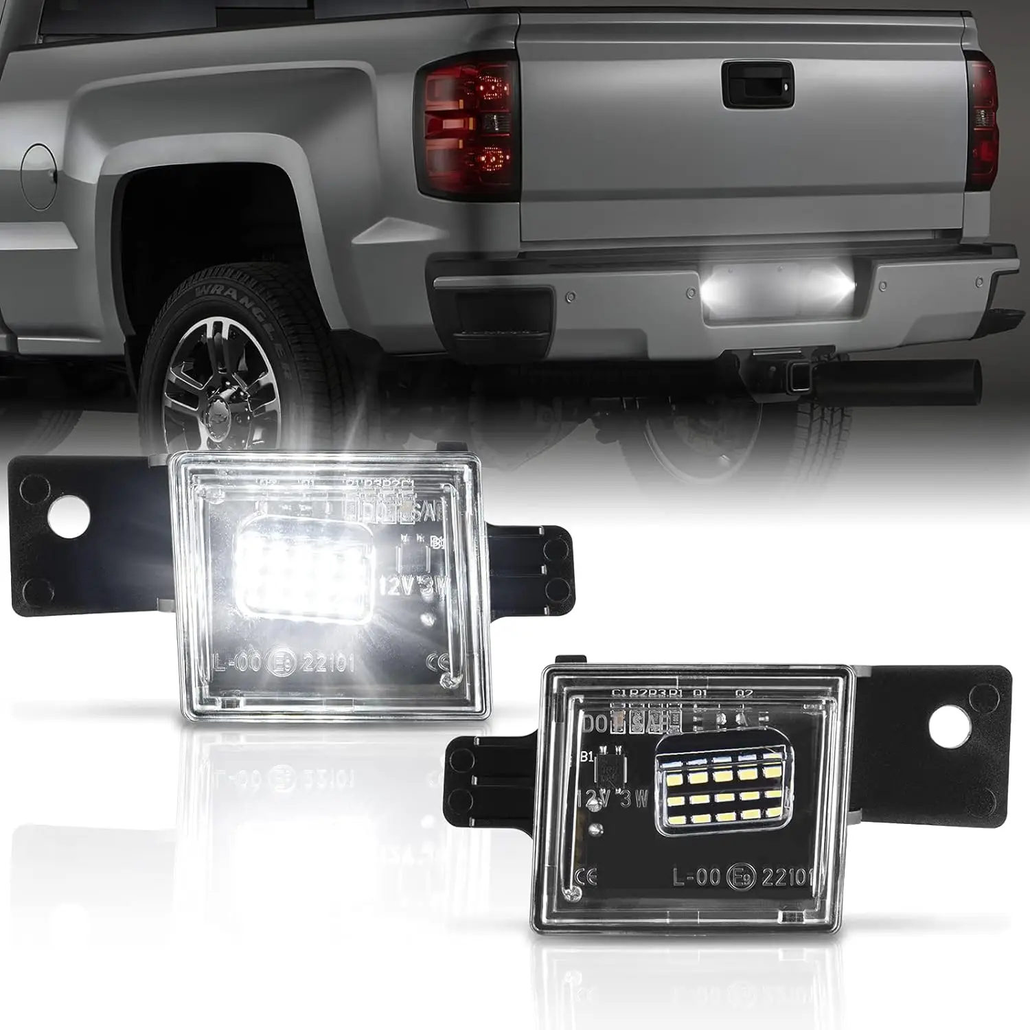 

2Pcs White LED License Plate Lights Car Number Plate Lamp 12V for 2014-2023 Chevy Silverado GMC Sierra 15-22 Colorado Canyon