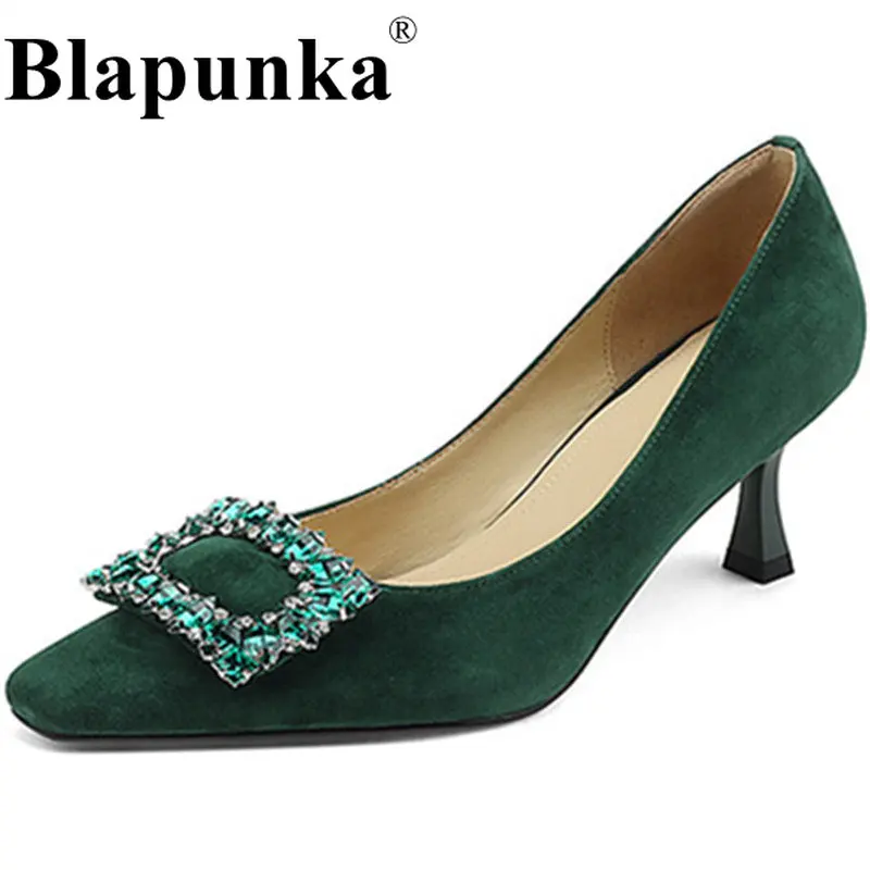 Blapunka Women Sheep Suede Thin High Heels Pumps Green Gemstone Deco Slip-on Shallow Shoes Ladies Hand Made High Quality Pump 40
Blapunka Women Sheep Suede Thin High Heels Pumps Green Gemstone Deco Slip-on Shallow Shoes Ladies Hand Made High Quality Pump 40