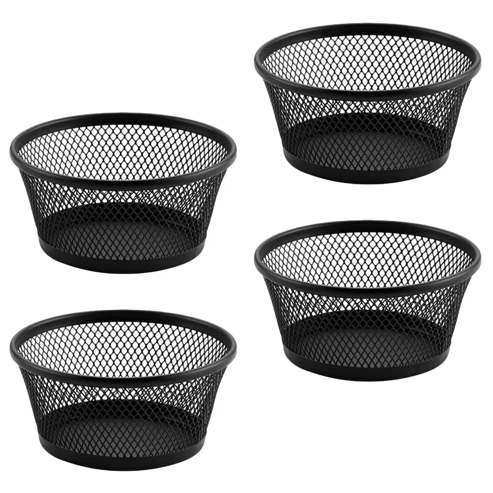 

4 Pcs Stationery Storage Box Binder Clips Desktop Paper Basket Dispensers Holders for Home Small Things Iron School Office Mesh