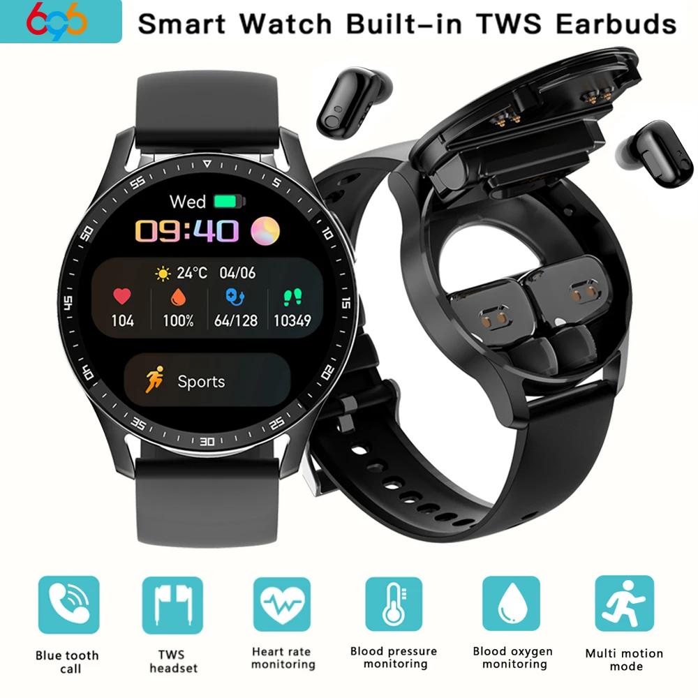 New Men 2 In1 TWS Earphone Blue Tooth Call Smartwatch Sports Music Heart Rate Wireless Headphone Women Smart Watches waterproof
New Men 2 In1 TWS Earphone Blue Tooth Call Smartwatch Sports Music Heart Rate Wireless Headphone Women Smart Watches waterproof