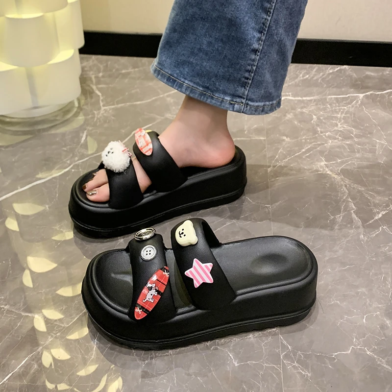 Сандалии женские на платформе, удобные универсальные шлепанцы, Нескользящие, с мультяшным рисунком, на платформе, с подошвой
Сандалии женские на платформе, удобные универсальные шлепанцы, Нескользящие, с мультяшным рисунком, на платформе, с подошвой