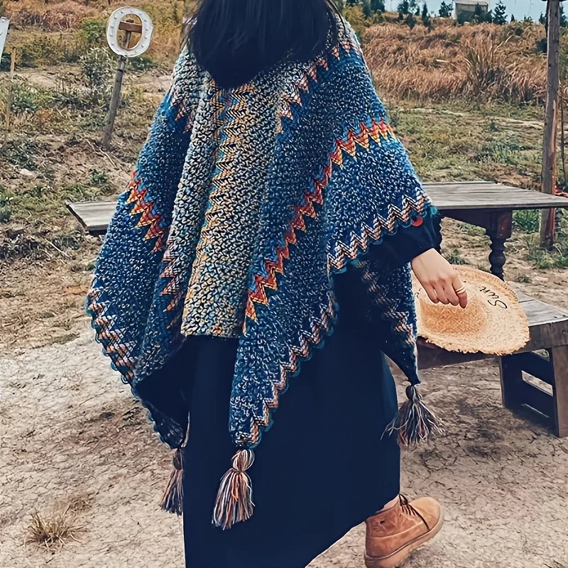2023 New Ladies Ethnic Style Winter Poncho Shawl Women's Travel Cloak Fashion Long Tassel Thicken Knitted Warm Cape Scarf
2023 New Ladies Ethnic Style Winter Poncho Shawl Women's Travel Cloak Fashion Long Tassel Thicken Knitted Warm Cape Scarf