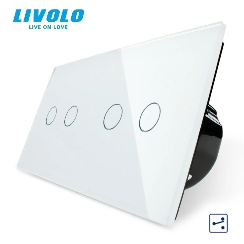 

Livolo EU Standard Touch Switch,Luxury Tempered Glass Panel,4 Gang 2 Way Wall Light Switch 220-250V 10A for Home Improvement