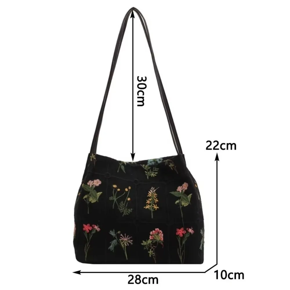 New Large Capacity Embroidered Tote Bag Embroidered Print Soft Polyester Lining Shoulder Bag Versatile Bucket Bag Daily Use New Large Capacity Embroidered Tote Bag Embroidered Print Soft Polyester Lining Shoulder Bag Versatile Bucket Bag Daily Use