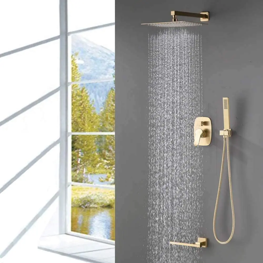 Delnet Concealed Shower Mixer Set Luxury Brushed Gold 12 Inch Wall Mounted Rain Shower System Complete Brass Shower Faucet Set
Delnet Concealed Shower Mixer Set Luxury Brushed Gold 12 Inch Wall Mounted Rain Shower System Complete Brass Shower Faucet Set