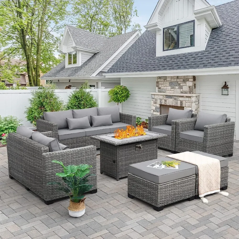 Outdoor Furniture Sets with Waterproof Covers, Wicker Propane Fire Pit Table, No-Slip Cushions, Patio Covers, 7 Pcs
Outdoor Furniture Sets with Waterproof Covers, Wicker Propane Fire Pit Table, No-Slip Cushions, Patio Covers, 7 Pcs
