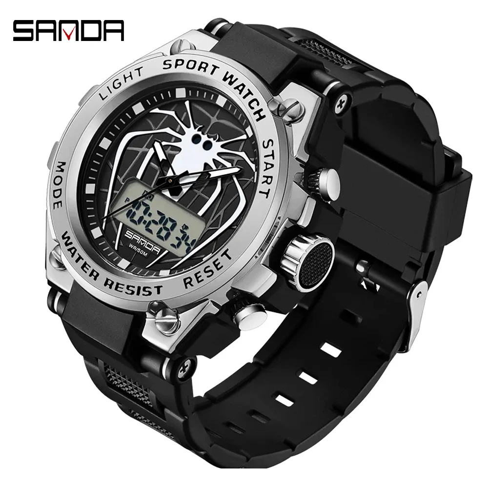 

SANDA Mens Watches To Luxury Brand Men Silicone Strap Sport Men Watch Quartz LED Digital Clock Casual Waterproof Wristwatches