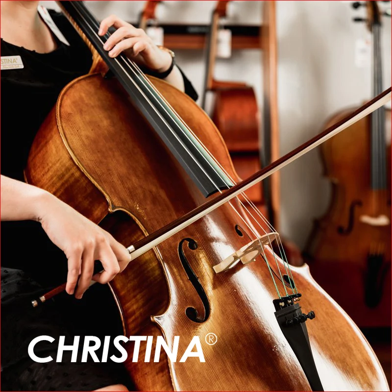 

CHRISTINA Standard Cello C05M, Retro Dark Color Oil-based Varnish 15 Years Spruce Two-piece Flame Maple with Bag Bow Strings