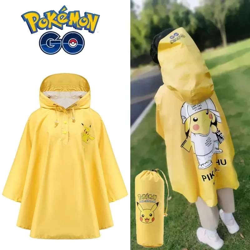 

Cartoon Pokemon Pikachu Baby School Raincoat Outdoor Waterproof Rain Coat Children Impermeable Poncho Boys Girls Rain Jacket New