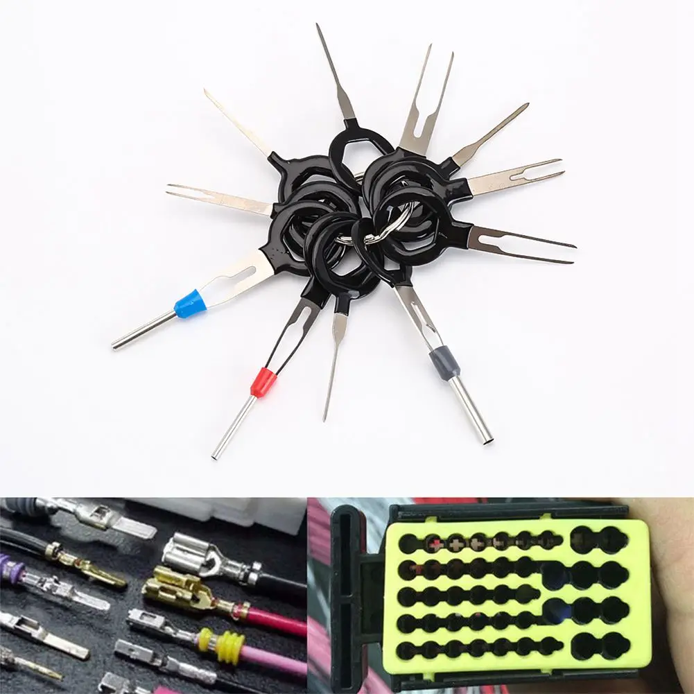 

11PCS Auto Car Plug Circuit Board Wire Harness Terminal Extraction Pick Connector Crimp Pin Back Needle Remove Tool