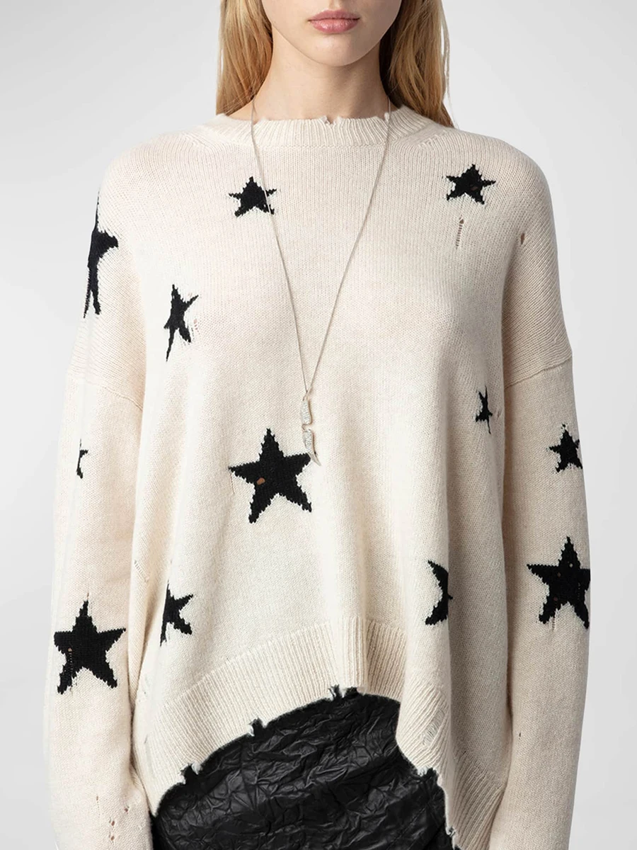 Stars Destroyed Sweater 2023 Autumn Winter Female Clothing Ribbed Cuffs Pullover Jumper Casual Vintage Women Sweaters Streetwear
Stars Destroyed Sweater 2023 Autumn Winter Female Clothing Ribbed Cuffs Pullover Jumper Casual Vintage Women Sweaters Streetwear