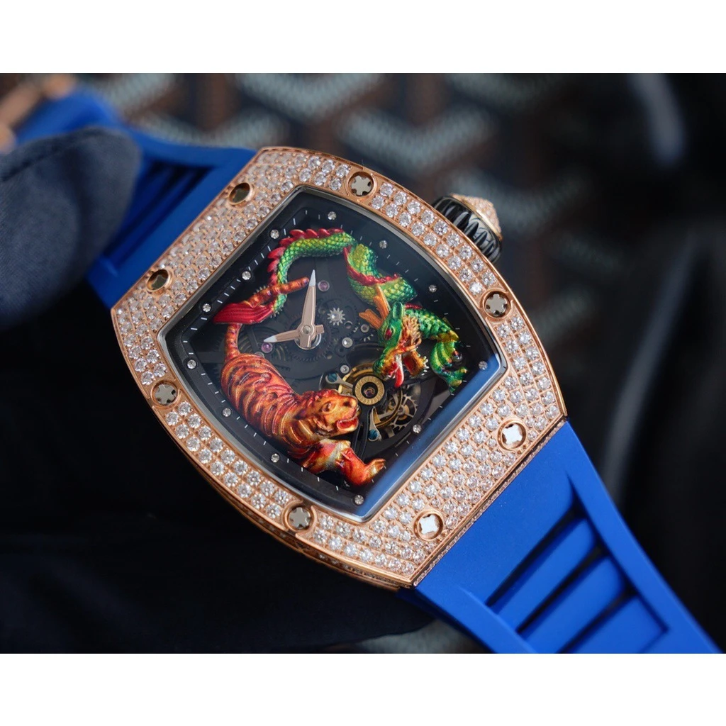 mens automatic mechanical watch Iced Diamond Black Blue rubber dragon tiger
mens automatic mechanical watch Iced Diamond Black Blue rubber dragon tiger