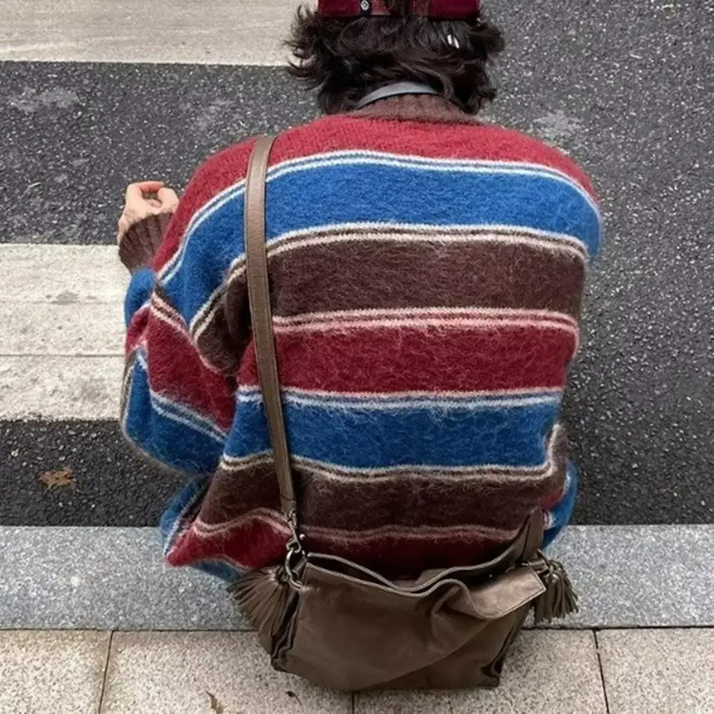 Thick Sweater Stylish Men's Striped Knitted Sweater Thick Warm Pullover with High Collar Loose Fit for Fall/winter Spring Autumn
Thick Sweater Stylish Men's Striped Knitted Sweater Thick Warm Pullover with High Collar Loose Fit for Fall/winter Spring Autumn