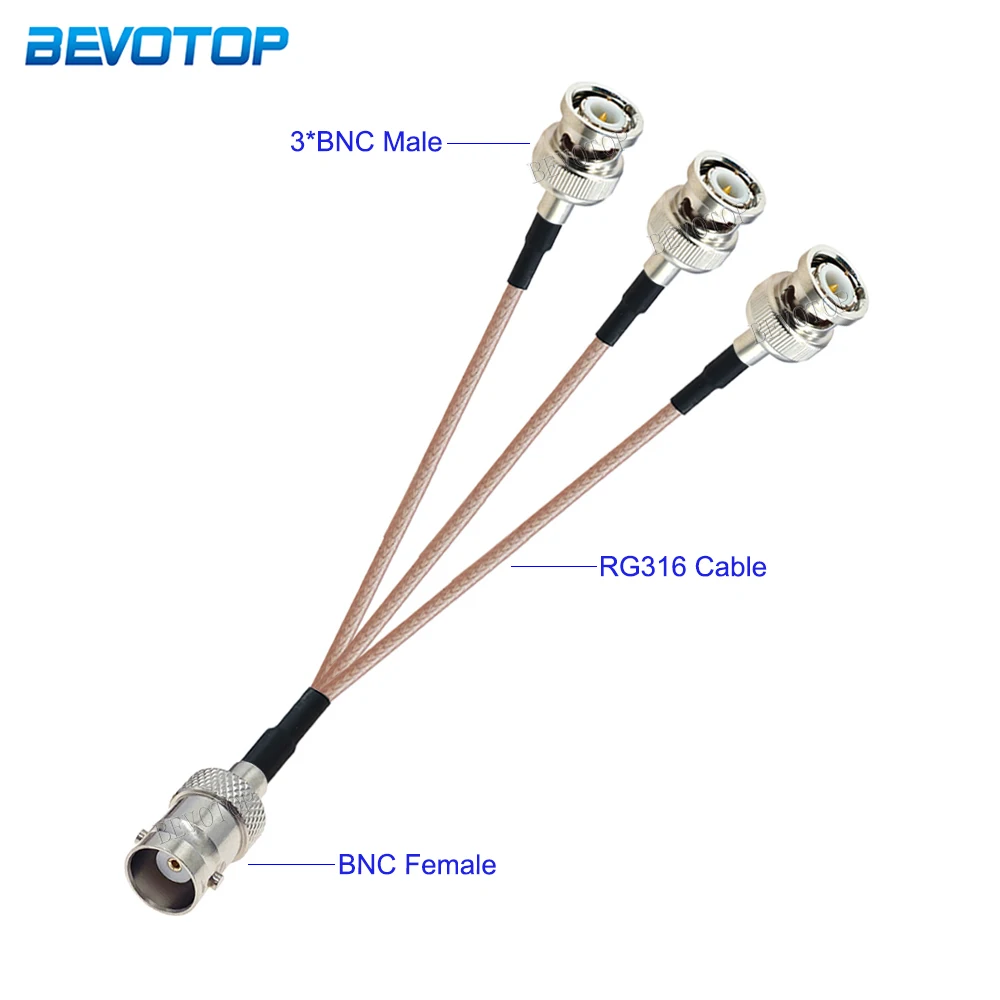

1Pcs RG-316 BNC Splitter Cable BNC Female to 3*BNC Male Plug Connector 50 Ohm Extension Cable RG316 RF Coaxial Jumper Pigtail