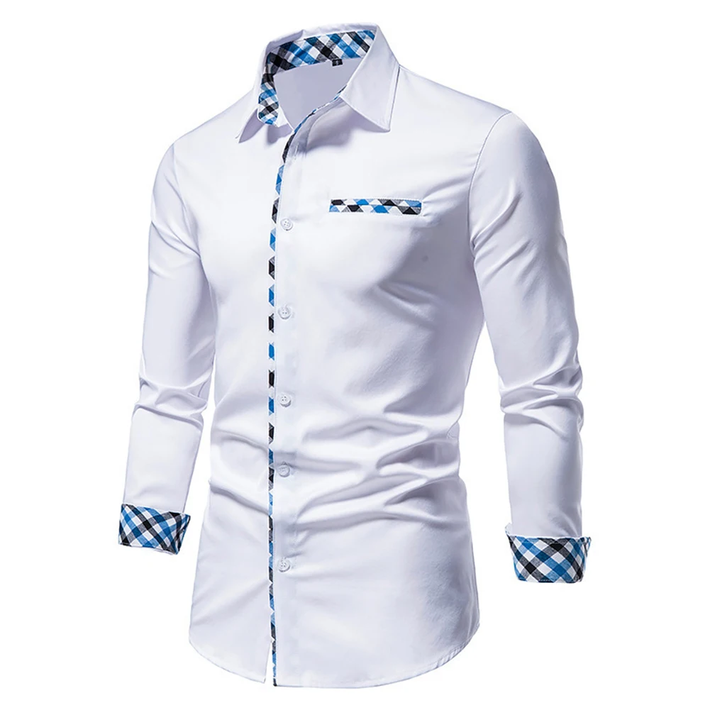 All Season Men's Casual Patchwork Plaid Shirts Long Sleeve Lapel Collar Formal Business Dress Shirt And Blouse Man Tops
All Season Men's Casual Patchwork Plaid Shirts Long Sleeve Lapel Collar Formal Business Dress Shirt And Blouse Man Tops