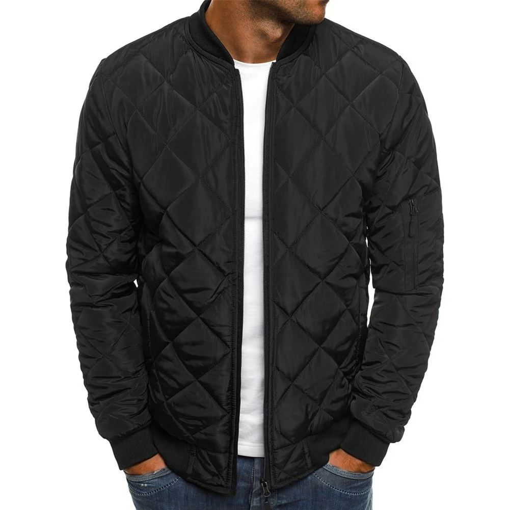 

Mens Coat Mens Tops Puffer Long Sleeve Outwear Polyester Quilted Padded Regular Solid Color Stand Collar Zip Up