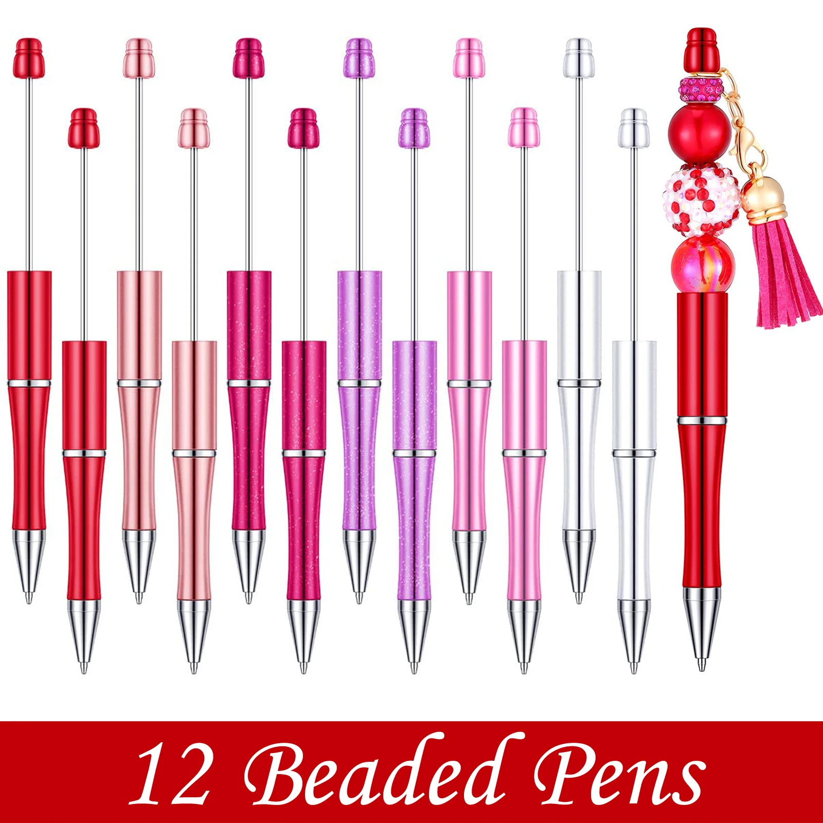 

12Pcs Beaded Pen Gift Ballpoint Pen DIY Ballpoint Pens Office Birthday Gifts Ballpoint Pens Gel Pens Valentine's Day gift