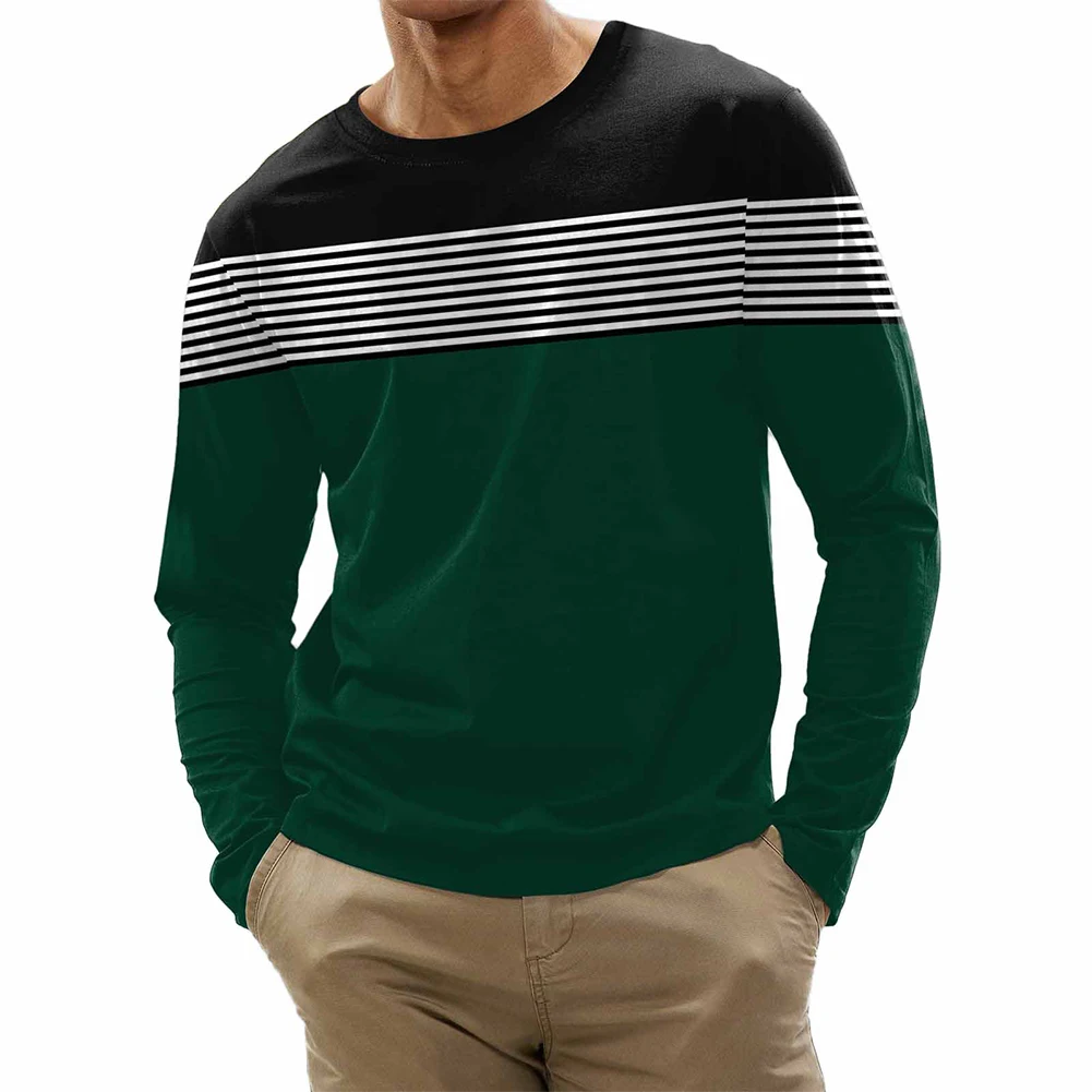 Mens Striped Slim Fit Cotton Blend Tee Shirt with Long Sleeves and Round Neck in Dark Green Blue Red or Navy Blue
Mens Striped Slim Fit Cotton Blend Tee Shirt with Long Sleeves and Round Neck in Dark Green Blue Red or Navy Blue
