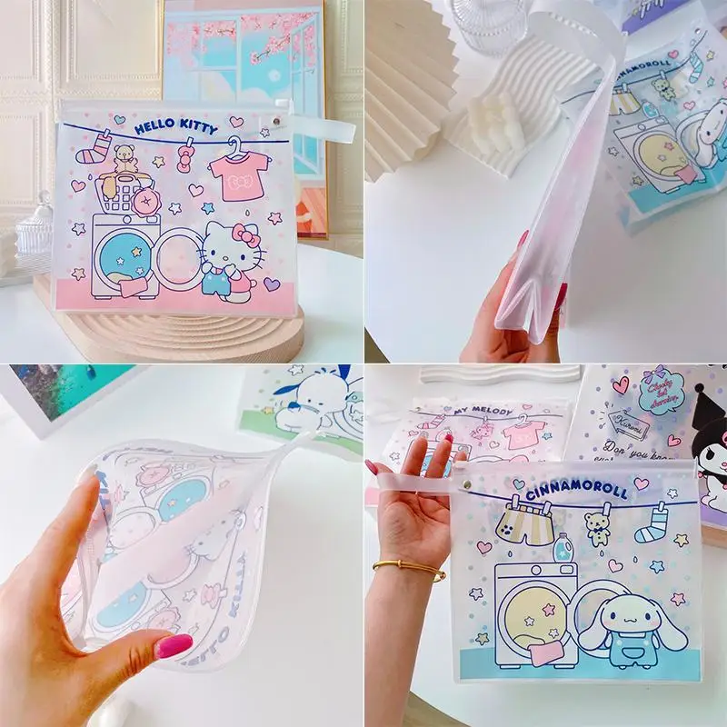 

Kawaii Kuromi косметичка Sanrios Hello Kittys Cinnamoroll мультфильм девушка сердце большой емкости Ins Водонепроницаемая Портативная сумка для стирки