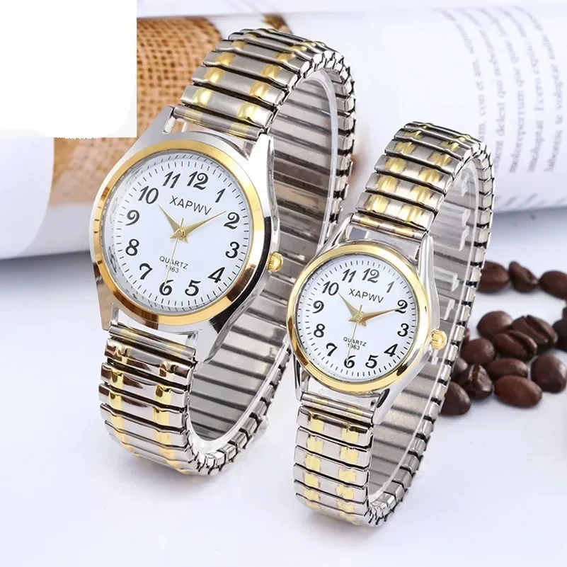 

Часы женские и мужские кварцевые в ретро стиле, Винтажные эластичные золотистые/Серебристые наручные часы с браслетом для влюбленных, офисные подарки