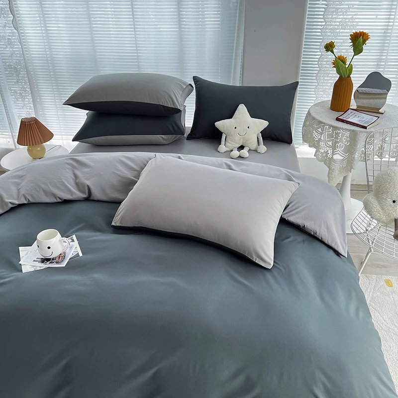 4Pcs Duvet Cover Set Brushed Fabric AB Double Sided King Queen Double Twin Bedding Queen King Size Bed Linen Quilt Cover Set
4Pcs Duvet Cover Set Brushed Fabric AB Double Sided King Queen Double Twin Bedding Queen King Size Bed Linen Quilt Cover Set