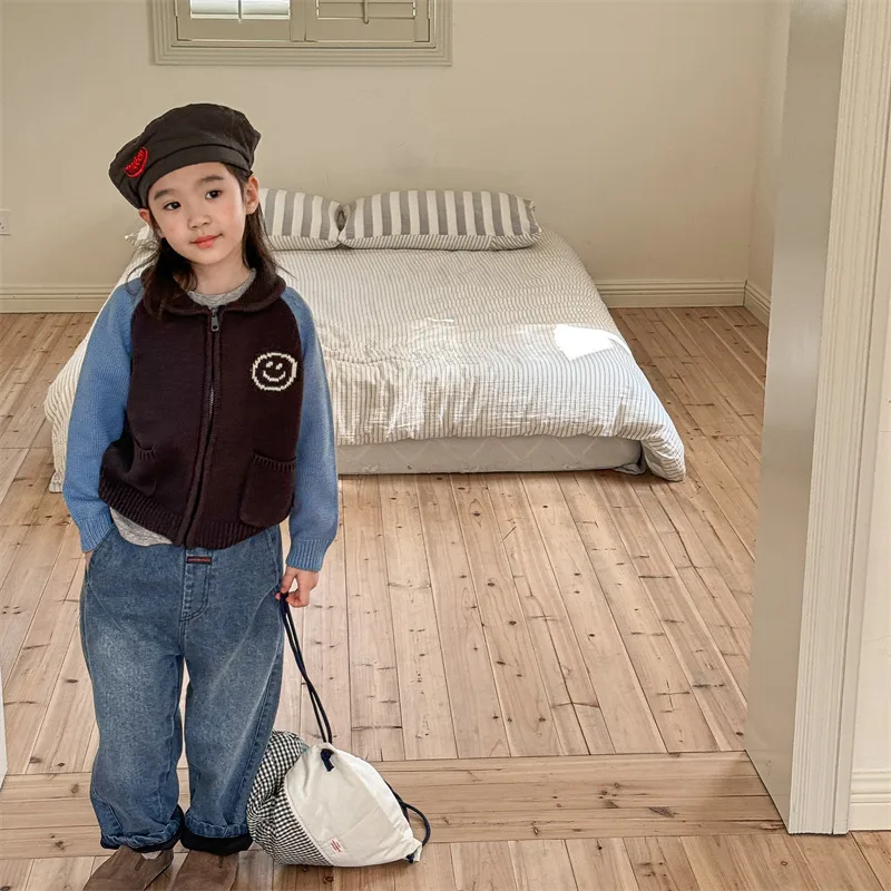 2025 Winter New Children Plus Velvet Thick Jeans Letter Print Girls Trousers Baby Boy Fleece Denim Pants Kids Warm Pants 13 S54fae095b19642bf9dfe3b9ea67268afh