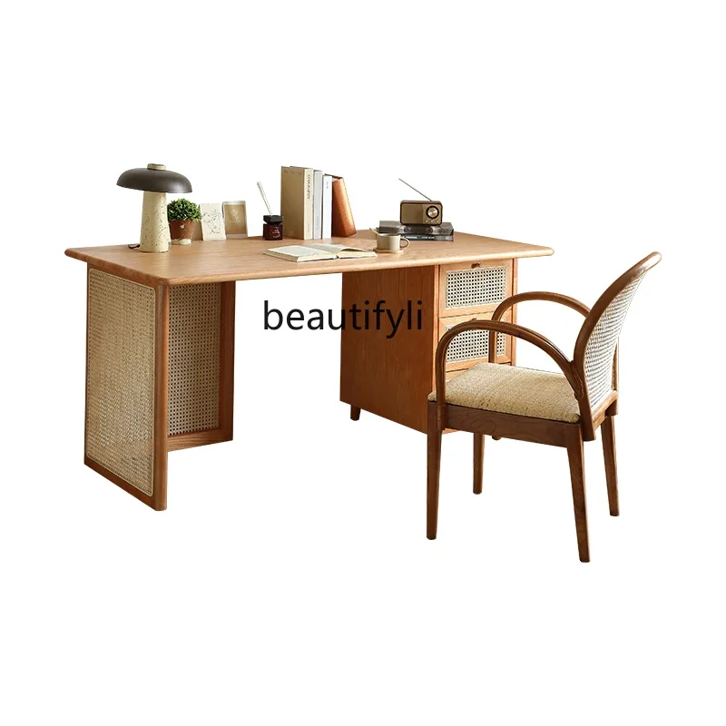 Full Solid Desk Bedroom Rattan Home Writing Desk Small Apartment Simple Drawer Locker Computer Desk side table
Full Solid Desk Bedroom Rattan Home Writing Desk Small Apartment Simple Drawer Locker Computer Desk side table