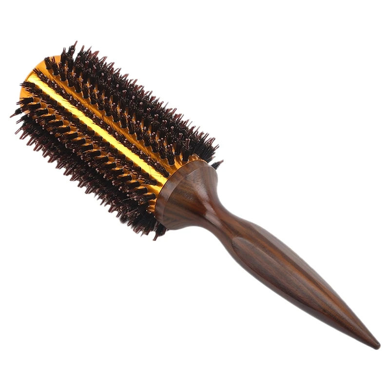 

Top Deals Straight Twill Hair Comb Natural Boar Bristle Rolling Brush Round Barrel Blowing Curling DIY Hairdressing Styling Tool