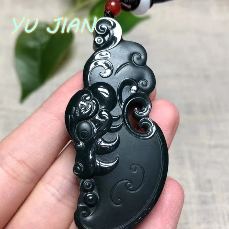 

Brand New Hetian Sapphire Jade Carving Dragon Black Green Men's Women's Pendant Natural Jadeite Exquisite Necklace Jewelry With