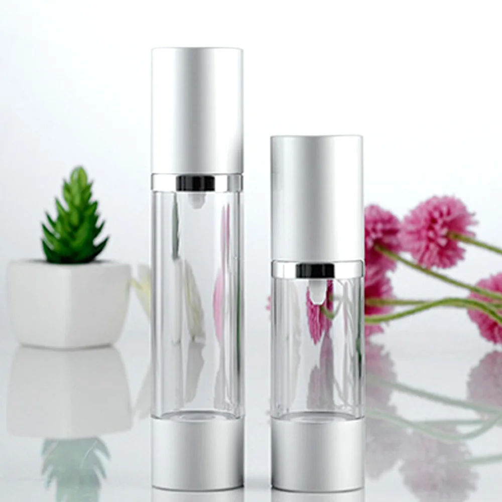 30ml&50ml capacity matte silver color round shape acrylic material alumite Vacuum lotion bottle with duckbilled pump and cap
30ml&50ml capacity matte silver color round shape acrylic material alumite Vacuum lotion bottle with duckbilled pump and cap