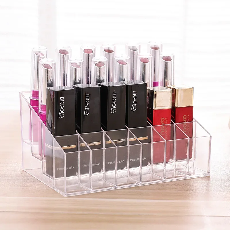 

24 Grid Lipstick Box Acrylic Makeup Organizer Storage Box Lipstick Nail Polish Display Stand Holder Cosmetic Organizer Box #